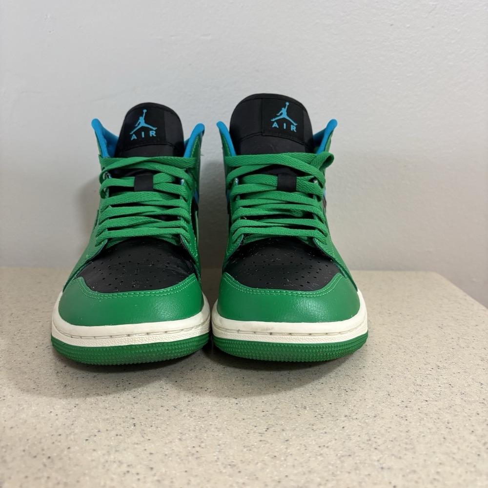 Nike Air Jordan 1 Mid Green Black Blue BQ6472-033 Size 8.5 Women's Excellent - Picture 5 of 15